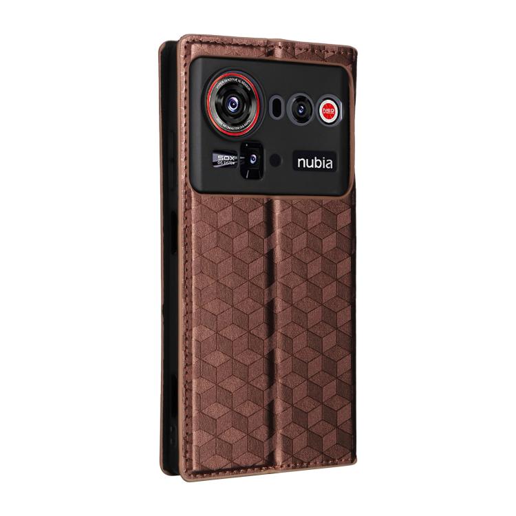 For ZTE nubia Z80 UItra Cubic Grid Texture Flip Leather Phone Case