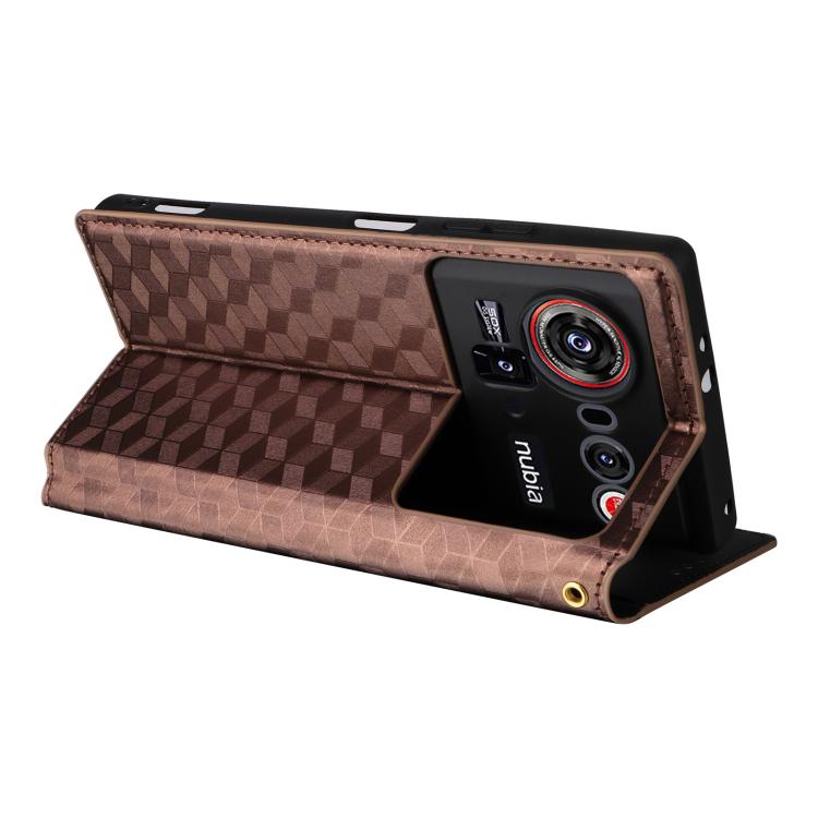For ZTE nubia Z80 UItra Cubic Grid Texture Flip Leather Phone Case