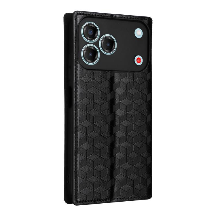 For ZTE nubia V80 Design Cubic Grid Texture Flip Leather Phone Case