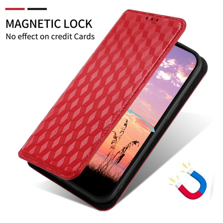 For ZTE nubia V80 Design Cubic Grid Texture Flip Leather Phone Case