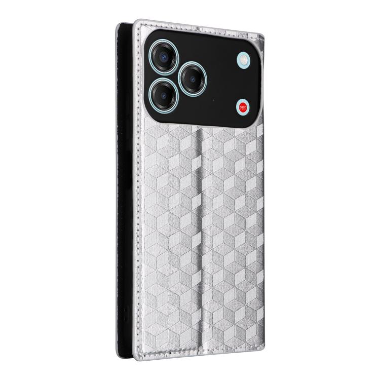 For ZTE nubia V80 Design Cubic Grid Texture Flip Leather Phone Case