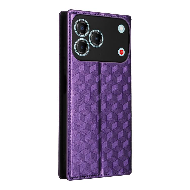 For ZTE nubia V80 Design Cubic Grid Texture Flip Leather Phone Case
