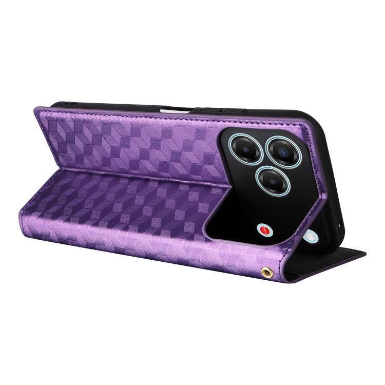 For ZTE nubia V80 Design Cubic Grid Texture Flip Leather Phone Case