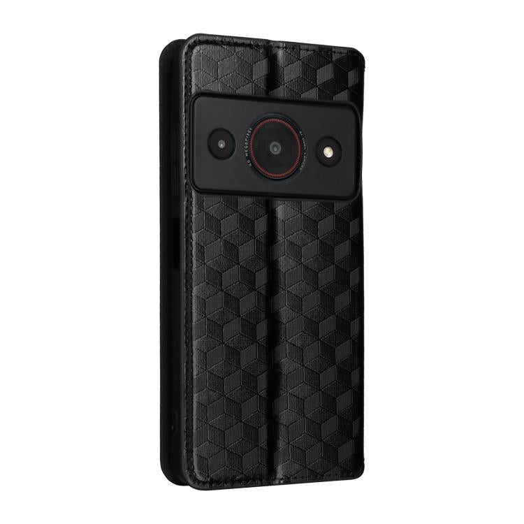 For ZTE Blade A75 Pro / Telstra T-Elite Cubic Grid Texture Flip Leather Phone Case