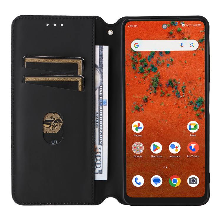 For ZTE Blade A75 Pro / Telstra T-Elite Cubic Grid Texture Flip Leather Phone Case