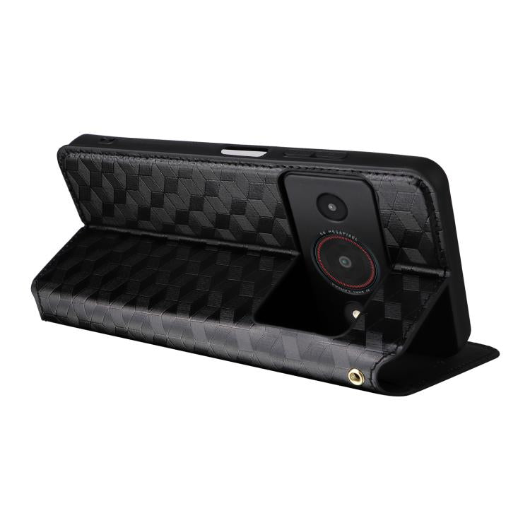 For ZTE Blade A75 Pro / Telstra T-Elite Cubic Grid Texture Flip Leather Phone Case