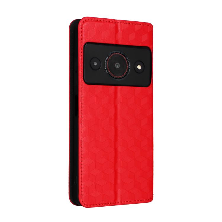 For ZTE Blade A75 Pro / Telstra T-Elite Cubic Grid Texture Flip Leather Phone Case