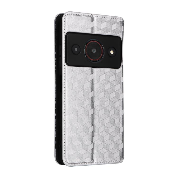 For ZTE Blade A75 Pro / Telstra T-Elite Cubic Grid Texture Flip Leather Phone Case
