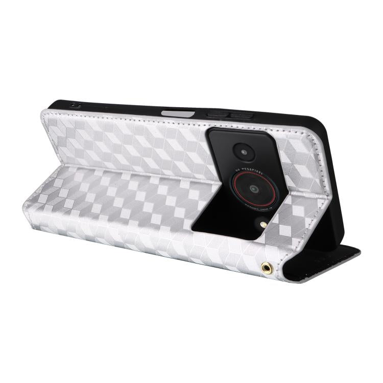 For ZTE Blade A75 Pro / Telstra T-Elite Cubic Grid Texture Flip Leather Phone Case