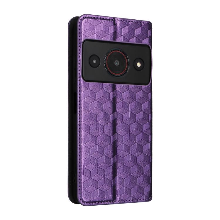 For ZTE Blade A75 Pro / Telstra T-Elite Cubic Grid Texture Flip Leather Phone Case