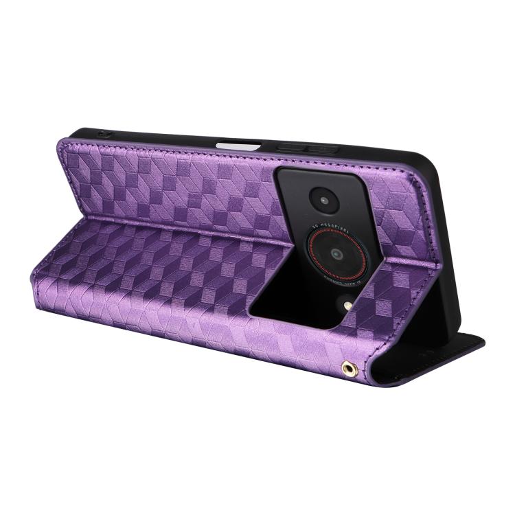 For ZTE Blade A75 Pro / Telstra T-Elite Cubic Grid Texture Flip Leather Phone Case