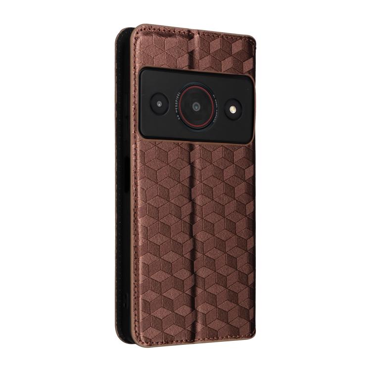 For ZTE Blade A75 Pro / Telstra T-Elite Cubic Grid Texture Flip Leather Phone Case