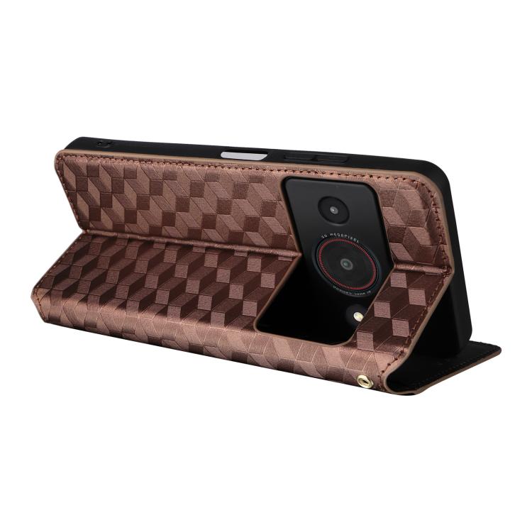 For ZTE Blade A75 Pro / Telstra T-Elite Cubic Grid Texture Flip Leather Phone Case