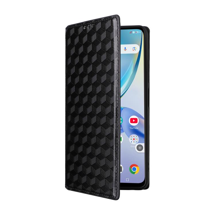 For ZTE Optus X Value 5G Cubic Grid Texture Flip Leather Phone Case