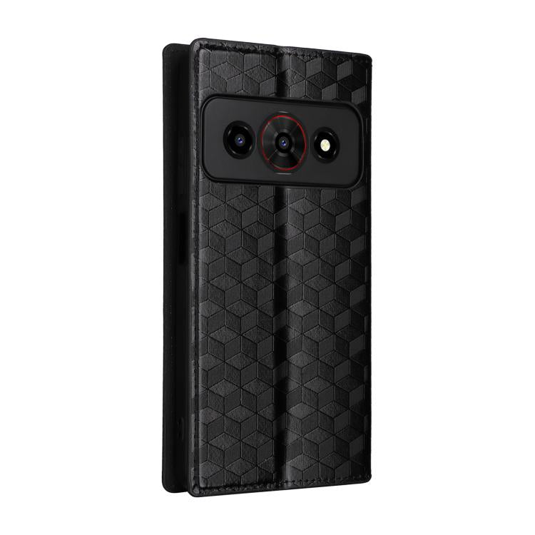 For ZTE Optus X Value 5G Cubic Grid Texture Flip Leather Phone Case
