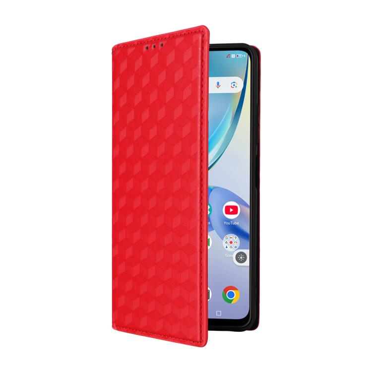 For ZTE Optus X Value 5G Cubic Grid Texture Flip Leather Phone Case