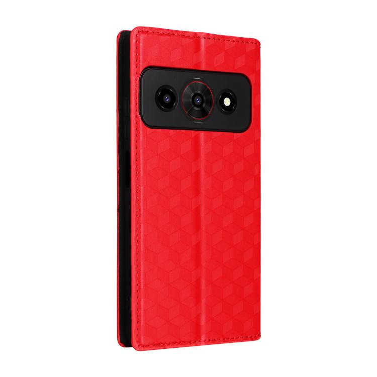 For ZTE Optus X Value 5G Cubic Grid Texture Flip Leather Phone Case