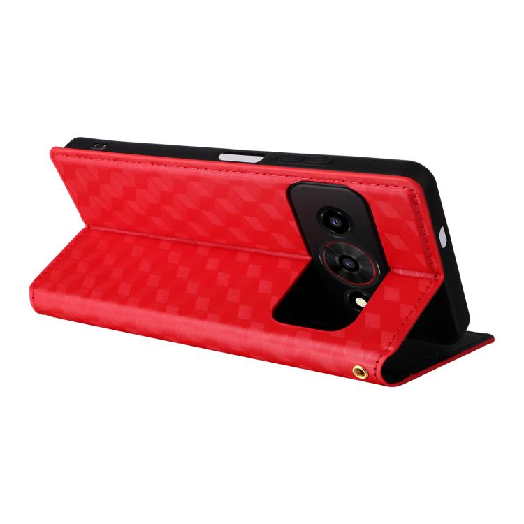 For ZTE Optus X Value 5G Cubic Grid Texture Flip Leather Phone Case