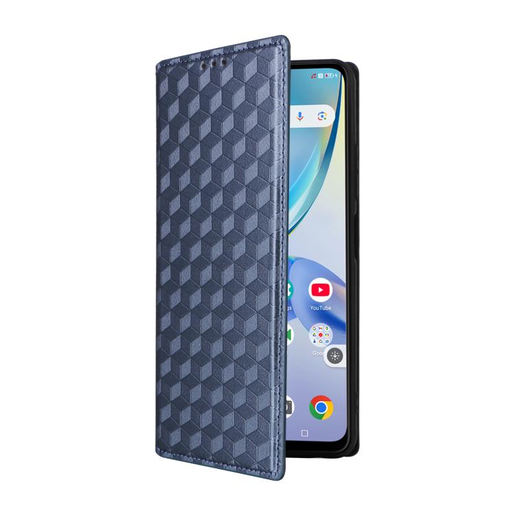 For ZTE Optus X Value 5G Cubic Grid Texture Flip Leather Phone Case
