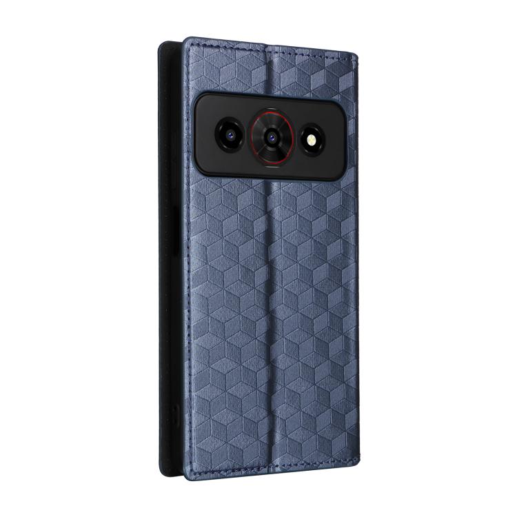 For ZTE Optus X Value 5G Cubic Grid Texture Flip Leather Phone Case