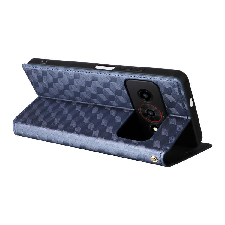 For ZTE Optus X Value 5G Cubic Grid Texture Flip Leather Phone Case
