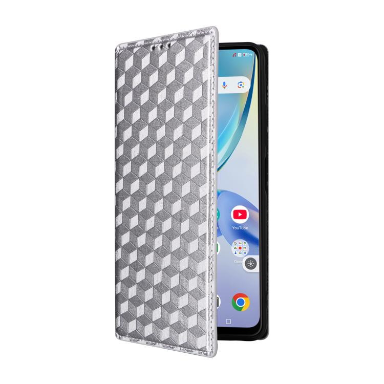 For ZTE Optus X Value 5G Cubic Grid Texture Flip Leather Phone Case