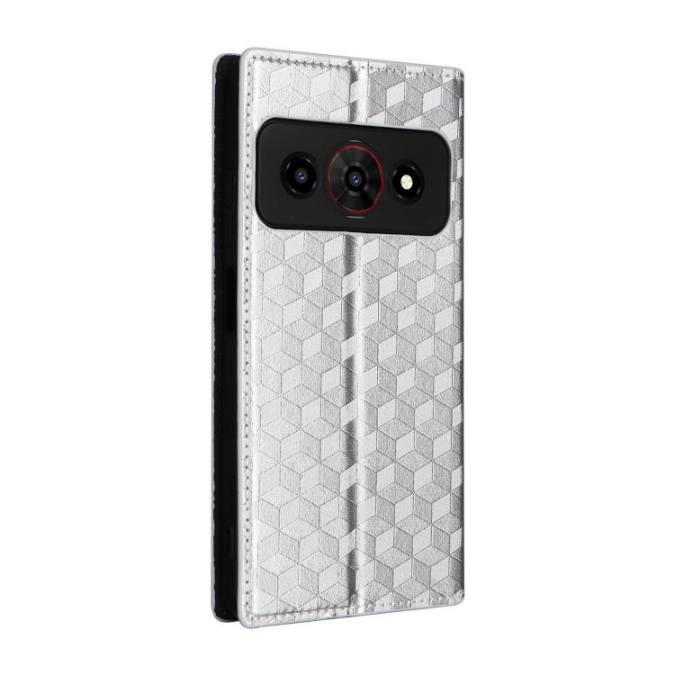 For ZTE Optus X Value 5G Cubic Grid Texture Flip Leather Phone Case