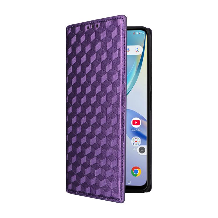 For ZTE Optus X Value 5G Cubic Grid Texture Flip Leather Phone Case