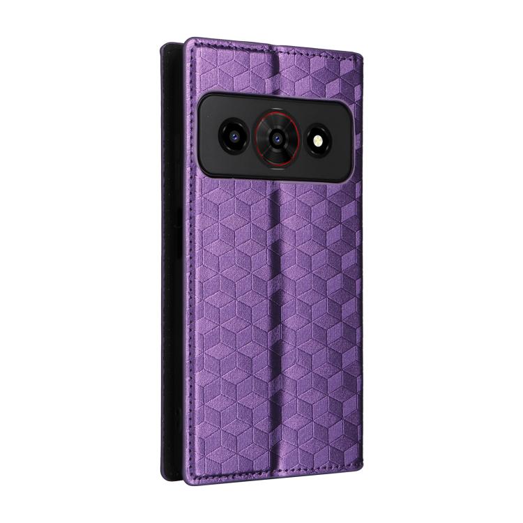 For ZTE Optus X Value 5G Cubic Grid Texture Flip Leather Phone Case