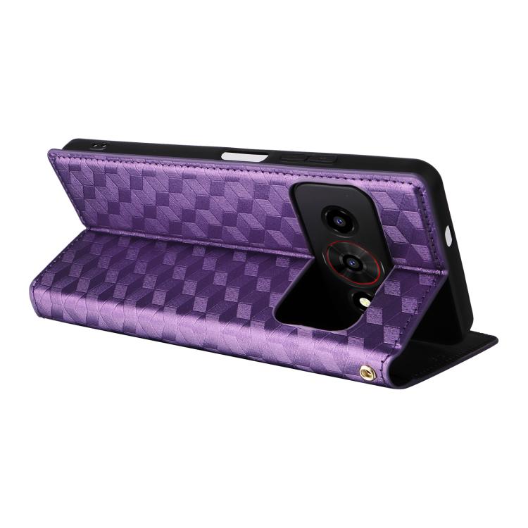 For ZTE Optus X Value 5G Cubic Grid Texture Flip Leather Phone Case