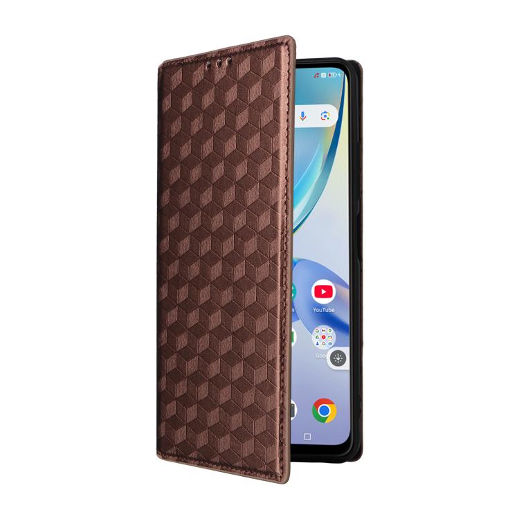For ZTE Optus X Value 5G Cubic Grid Texture Flip Leather Phone Case