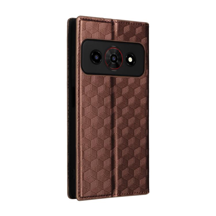 For ZTE Optus X Value 5G Cubic Grid Texture Flip Leather Phone Case
