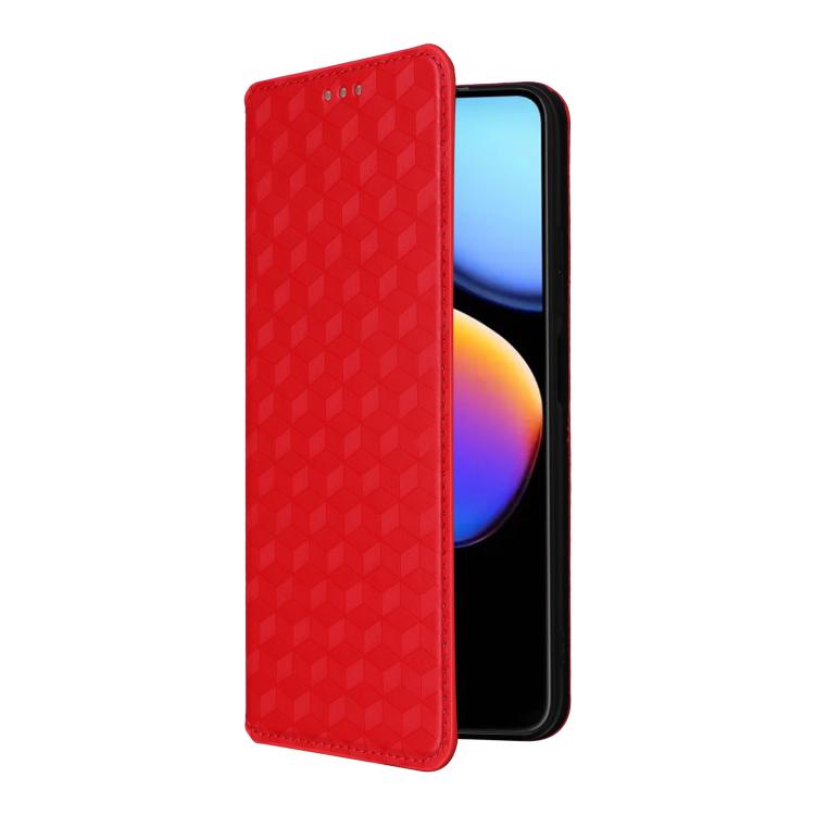 For ZTE nubia V80 Max Cubic Grid Texture Flip Leather Phone Case
