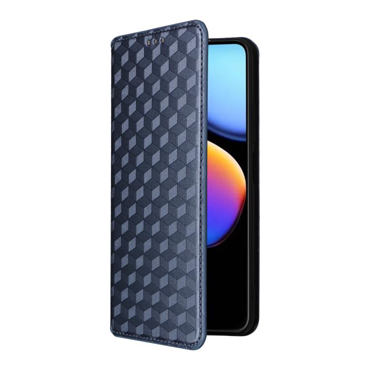 For ZTE nubia V80 Max Cubic Grid Texture Flip Leather Phone Case