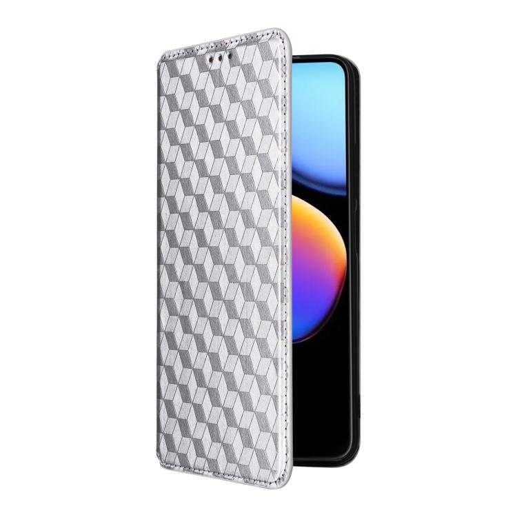 For ZTE nubia V80 Max Cubic Grid Texture Flip Leather Phone Case