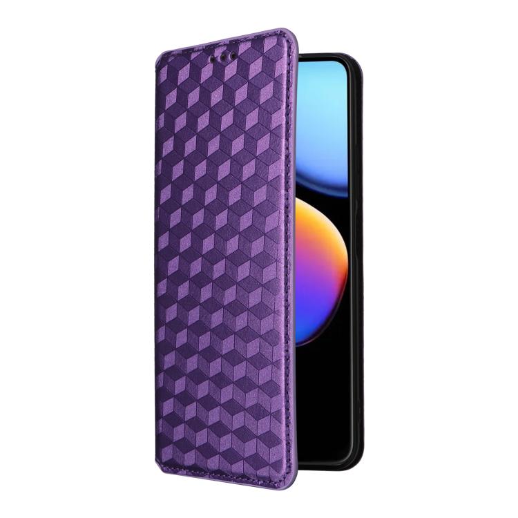 For ZTE nubia V80 Max Cubic Grid Texture Flip Leather Phone Case