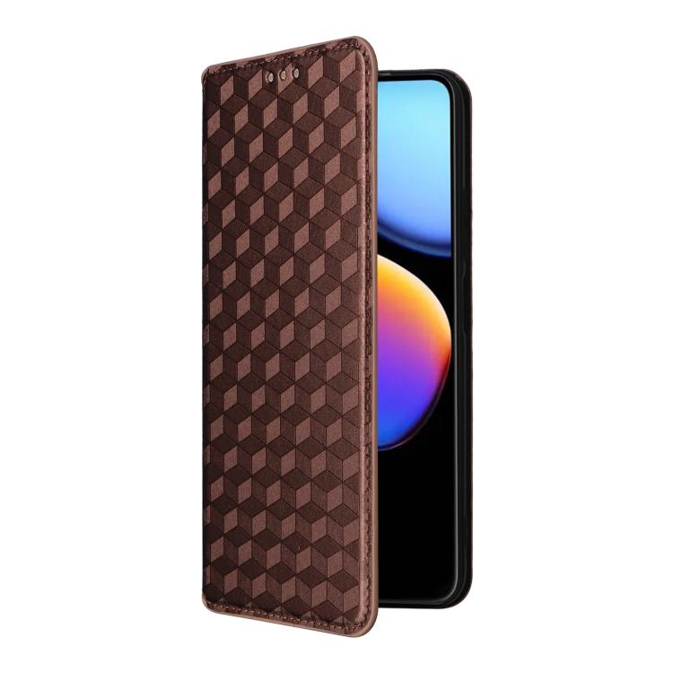 For ZTE nubia V80 Max Cubic Grid Texture Flip Leather Phone Case