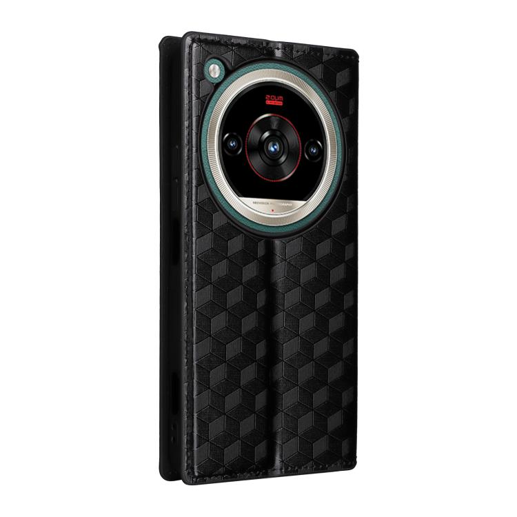 For ZTE nubia Focus 2 Ultra 5G Cubic Grid Texture Flip Leather Phone Case