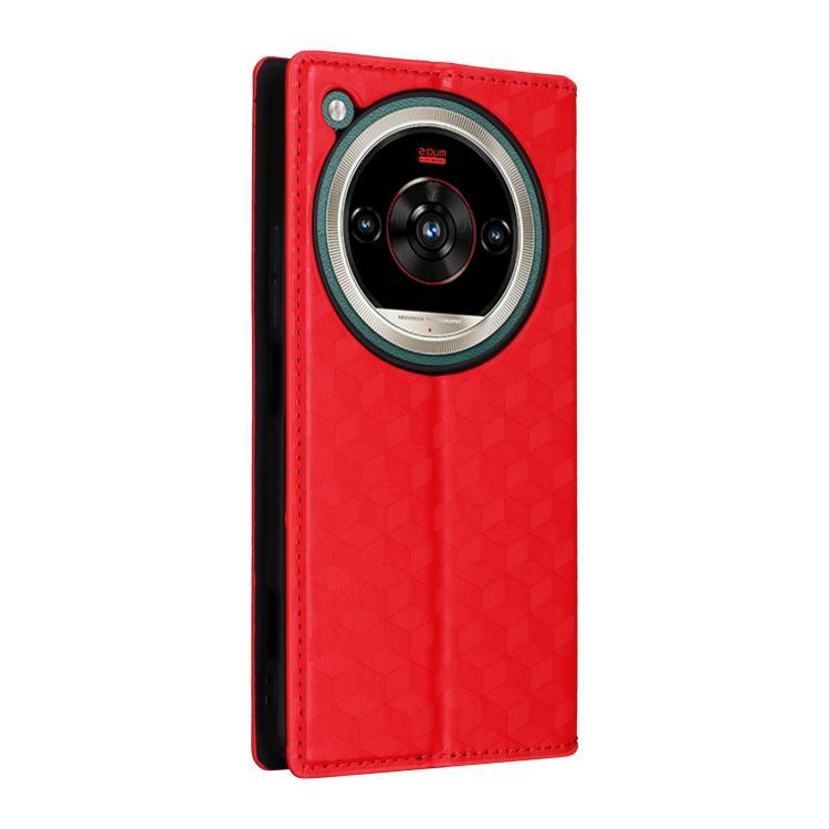 For ZTE nubia Focus 2 Ultra 5G Cubic Grid Texture Flip Leather Phone Case