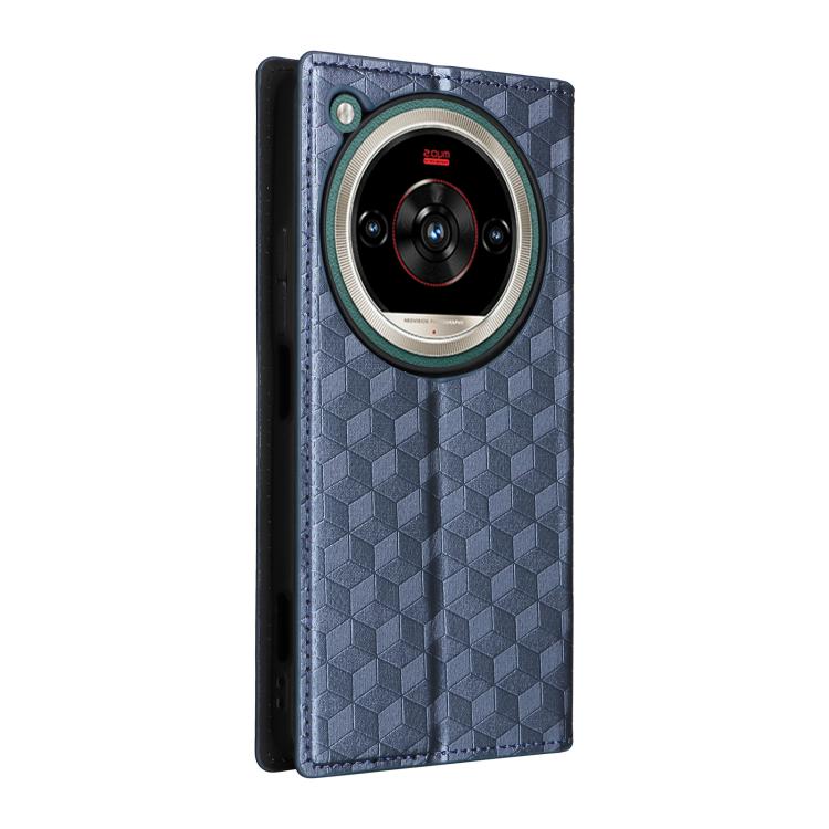 For ZTE nubia Focus 2 Ultra 5G Cubic Grid Texture Flip Leather Phone Case