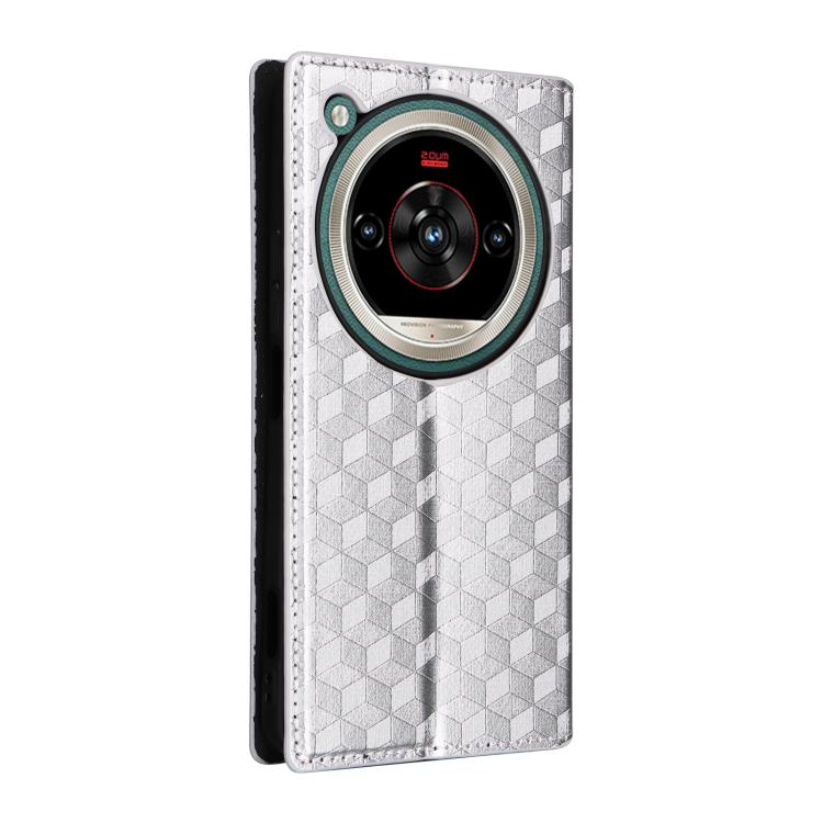 For ZTE nubia Focus 2 Ultra 5G Cubic Grid Texture Flip Leather Phone Case