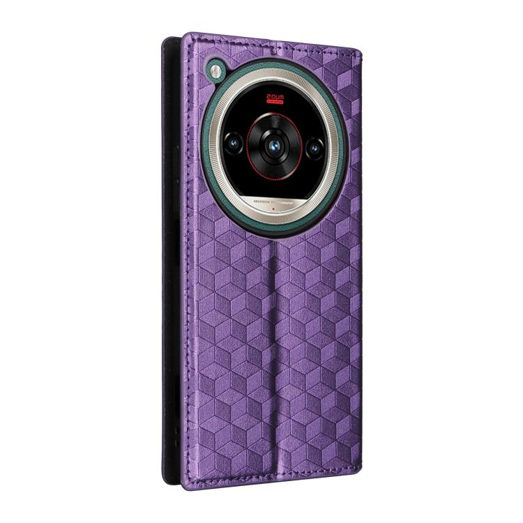 For ZTE nubia Focus 2 Ultra 5G Cubic Grid Texture Flip Leather Phone Case