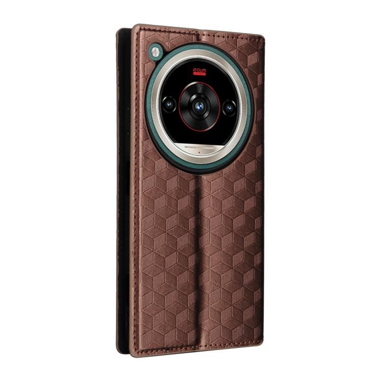 For ZTE nubia Focus 2 Ultra 5G Cubic Grid Texture Flip Leather Phone Case