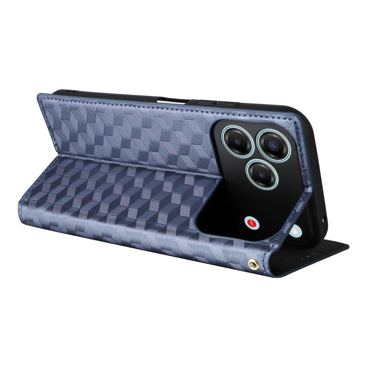 For ZTE Blade V80 Pro / V80 Vita Cubic Grid Texture Flip Leather Phone Case