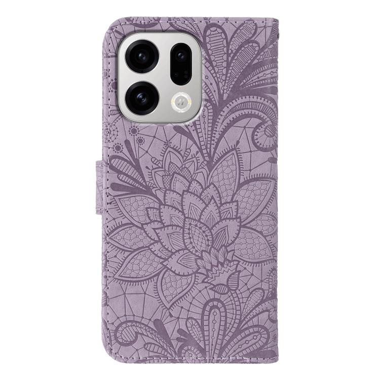 For OPPO Find X9 Lace Flower Embossing Flip Leather Phone Case