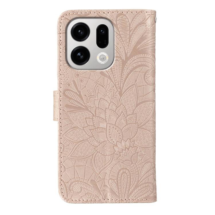 For OPPO Find X9 Lace Flower Embossing Flip Leather Phone Case