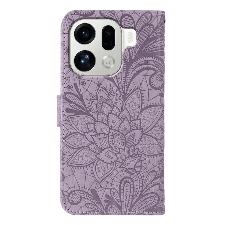 For OPPO Find X9 Pro Lace Flower Embossing Flip Leather Phone Case