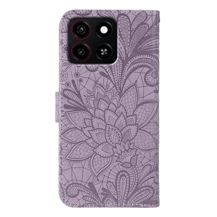 For ZTE Blade A35 Lace Flower Embossing Flip Leather Phone Case
