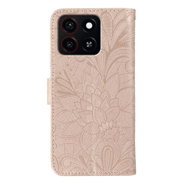 For ZTE Blade A35 Lace Flower Embossing Flip Leather Phone Case