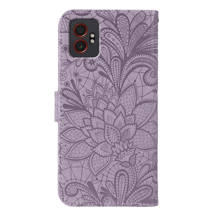 For Samsung Galaxy XCover7 Pro Lace Flower Embossing Flip Leather Phone Case
